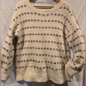 LOFT Cream Textured Knit Sweater